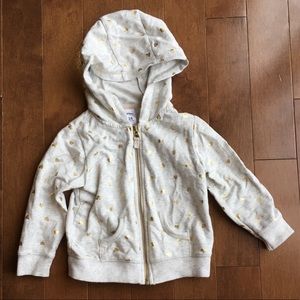 Carters Grey Heather Gold Foil Hearts Hoodie 24m